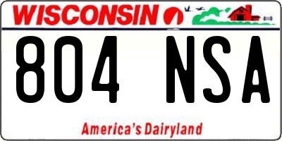 WI license plate 804NSA