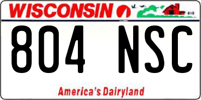 WI license plate 804NSC