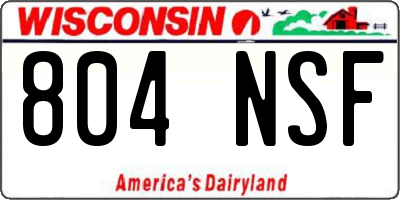 WI license plate 804NSF