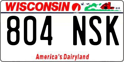 WI license plate 804NSK