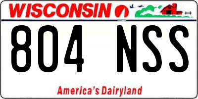 WI license plate 804NSS