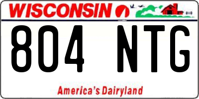WI license plate 804NTG