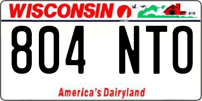 WI license plate 804NTO