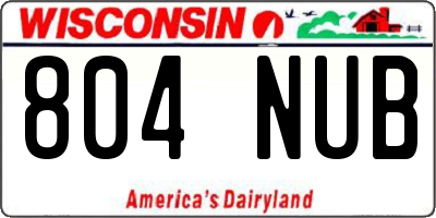 WI license plate 804NUB