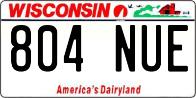 WI license plate 804NUE