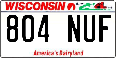 WI license plate 804NUF