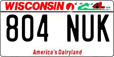 WI license plate 804NUK