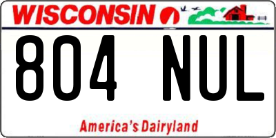 WI license plate 804NUL