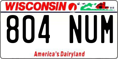 WI license plate 804NUM