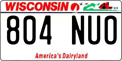 WI license plate 804NUO