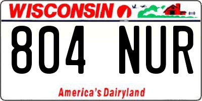 WI license plate 804NUR