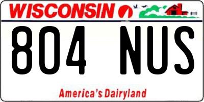 WI license plate 804NUS