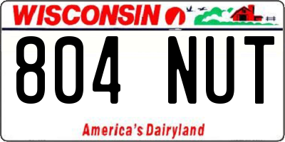 WI license plate 804NUT