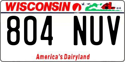 WI license plate 804NUV