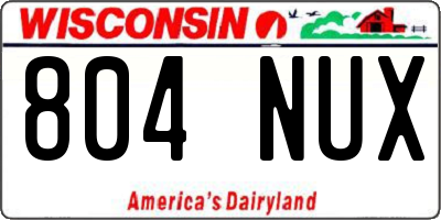 WI license plate 804NUX
