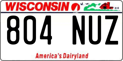 WI license plate 804NUZ