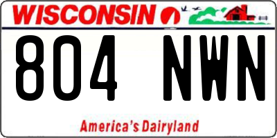 WI license plate 804NWN