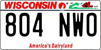 WI license plate 804NWO