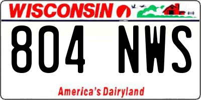 WI license plate 804NWS