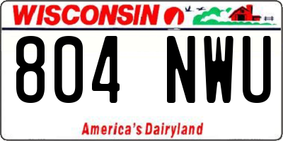 WI license plate 804NWU