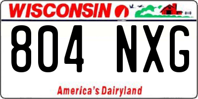 WI license plate 804NXG