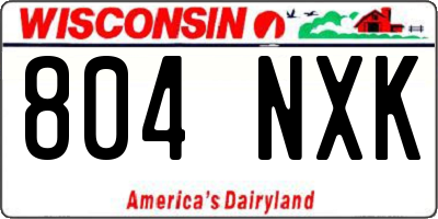 WI license plate 804NXK