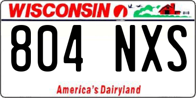 WI license plate 804NXS