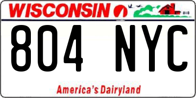 WI license plate 804NYC