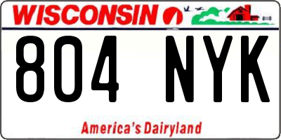 WI license plate 804NYK