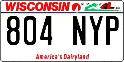 WI license plate 804NYP