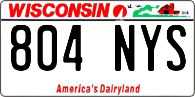 WI license plate 804NYS