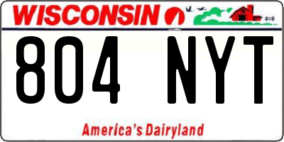 WI license plate 804NYT