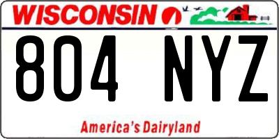 WI license plate 804NYZ