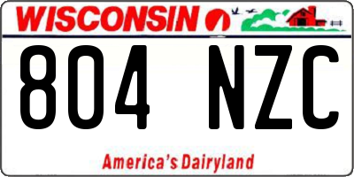 WI license plate 804NZC
