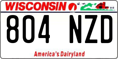 WI license plate 804NZD