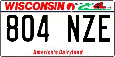 WI license plate 804NZE