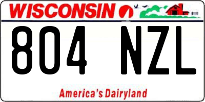 WI license plate 804NZL