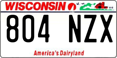 WI license plate 804NZX