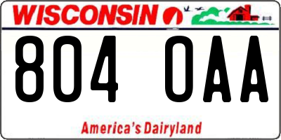 WI license plate 804OAA