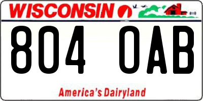 WI license plate 804OAB