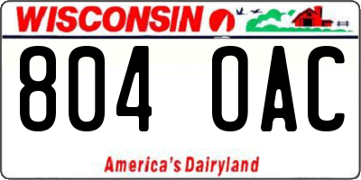 WI license plate 804OAC
