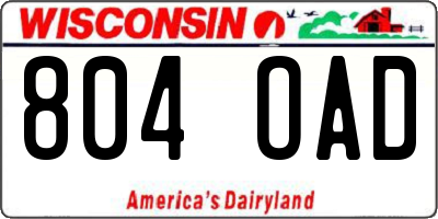 WI license plate 804OAD
