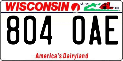 WI license plate 804OAE