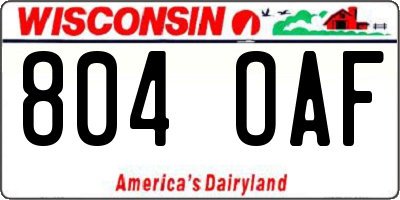 WI license plate 804OAF