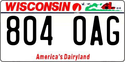 WI license plate 804OAG