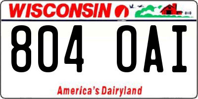 WI license plate 804OAI