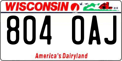 WI license plate 804OAJ