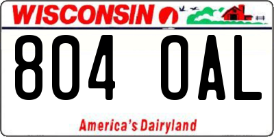 WI license plate 804OAL