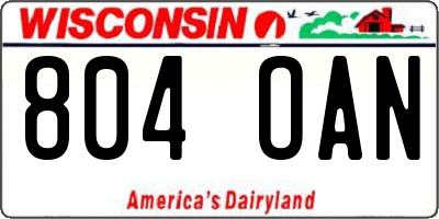 WI license plate 804OAN