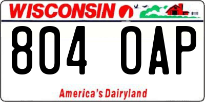 WI license plate 804OAP